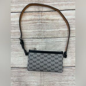 Michael Kors, black gray belt bag adjustable strap no callouts awesome condition